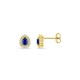 Brincos de pressão em ouro amarelo 9K com safira criada lapidação pera e diamantes criados 0,14 ct