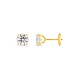 Brincos de pressão em ouro amarelo 18K com diamantes criados 2,00 ct
