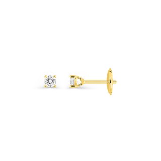 Brincos de pressão em ouro amarelo 18K com diamantes criados 0,20 ct