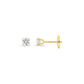 Pendientes de botón de oro amarillo 18K con diamantes creados 0,40 ct