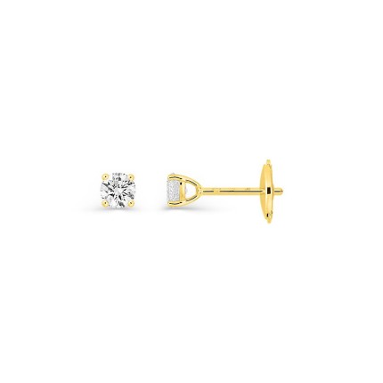 Pendientes de botón de oro amarillo 18K con diamantes creados 0,40 ct