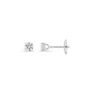 Brincos de pressão em ouro branco 18K com diamantes criados 0,40 ct