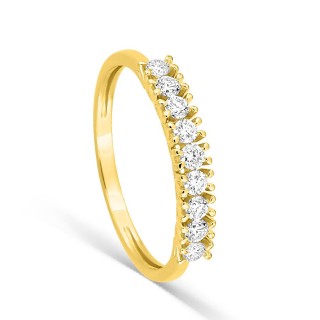 Media alianza de oro amarillo 9K con diamantes creados 0,30 ct en engaste de garras