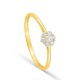 Anel em ouro amarelo 9K com diamantes criados 0,15 ct em forma de flor