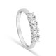 Anillo de oro blanco 9K con cinco diamantes creados 0,50 ct en engaste de garras