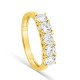 Anillo de oro amarillo 9K con cinco diamantes creados 1,00 ct en engaste de garras