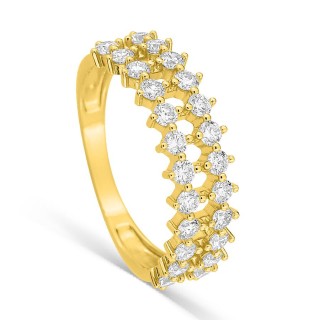 Anillo de oro amarillo 9K con 24 diamantes creados 0,80 ct en dos hileras
