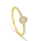 Anel em ouro amarelo 9K com diamantes criados 0,16 ct e centro lapidação pera em halo