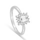 Anel em ouro branco 18K com diamantes criados 0,68 ct e diamante central lapidação esmeralda