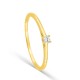 Anillo solitario de oro amarillo 9K con diamante creado 0,05 ct