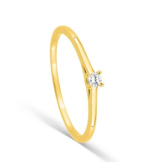 Anel solitário em ouro amarelo 9K com diamante criado 0,05 ct