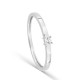 Anillo solitario de oro blanco 9K con diamante creado 0,05 ct y aro plano