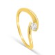 Anel solitário em ouro amarelo 9K com diamante criado 0,15 ct em cravação ilusão