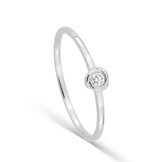 Anel solitário em ouro branco 9K com diamante criado 0,05 ct em cravação fantasia