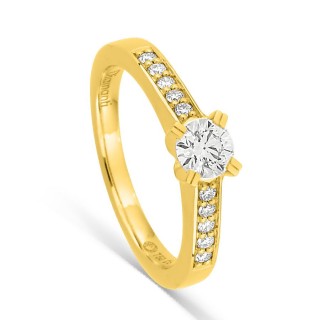 Anel solitário acompanhado em ouro amarelo 18K com diamantes criados 0,40 ct