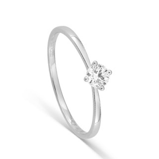 Anel solitário em ouro branco 18K com diamante criado 0,20 ct