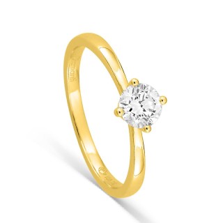 Anillo solitario de oro amarillo 18K con diamante creado 0,50 ct