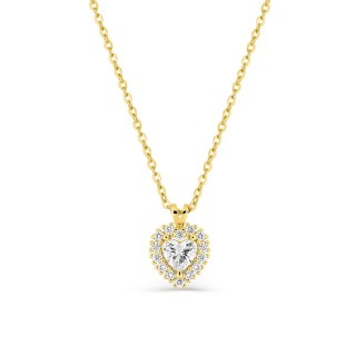 Collar de oro amarillo 9K con colgante de corazón y diamantes creados 0,29 ct