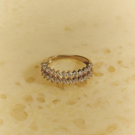 Anel em ouro amarelo 9K com diamantes criados de 0,80 ct