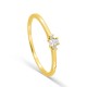 Anel solitário com diamante criado em talhe pera, 0,06 ct, em ouro amarelo 9K