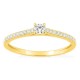 Anel solitário acompanhado em ouro amarelo 9K com diamantes criados 0,22 ct
