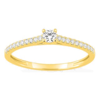 Anel solitário acompanhado em ouro amarelo 9K com diamantes criados 0,22 ct