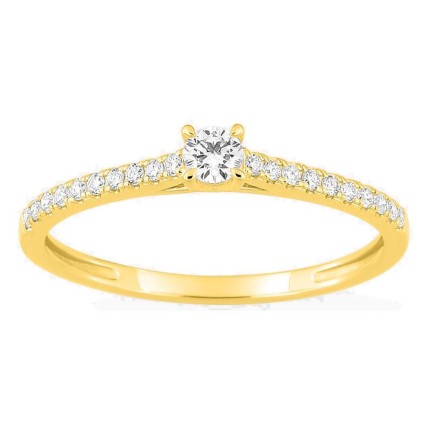 Anel solitário acompanhado em ouro amarelo 9K com diamantes criados 0,22 ct