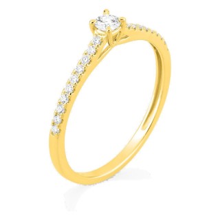 Anel solitário acompanhado em ouro amarelo 9K com diamantes criados 0,22 ct