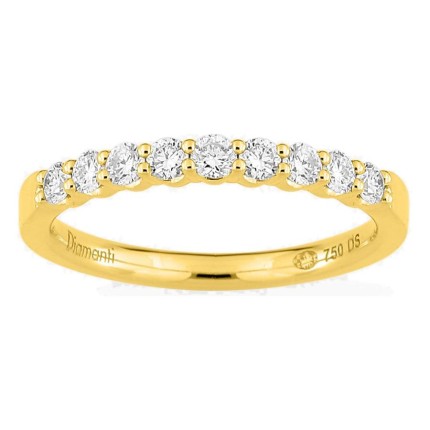 Media alianza de oro amarillo 18K con 9 diamantes creados 0,35 ct