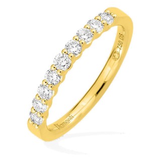 Meia aliança em ouro amarelo 18K com 9 diamantes criados 0,35 ct