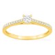 Anillo solitario acompañado de oro amarillo 9K con diamantes creados 0,27 ct