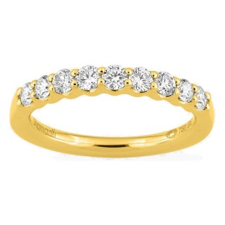 Meia aliança em ouro amarelo 18K com 9 diamantes criados 0,50 ct