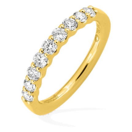 Media alianza de oro amarillo 18K con 9 diamantes creados 0,50 ct