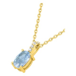 Collar chapado en oro con colgante de circonita ovalada azul cielo 8x6 mm