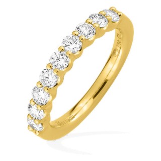 Media alianza de oro amarillo 18K con 9 diamantes creados 0,75 ct