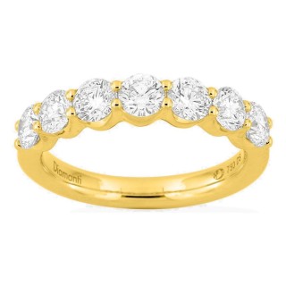 Media alianza de oro amarillo 18K con 7 diamantes creados 1,50 ct