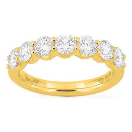 Meia aliança em ouro amarelo 18K com 7 diamantes criados 1,50 ct
