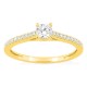 Anillo solitario acompañado de oro amarillo 9K con diamantes creados 0,37 ct