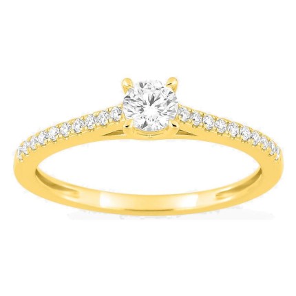 Anel solitário acompanhado em ouro amarelo 9K com diamantes criados 0,37 ct