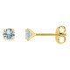 Brincos de pressão banhados a ouro com zircónias azul-céu de 4 mm