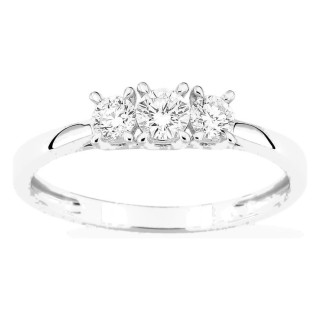 Anillo trilogía de oro blanco 9K con diamantes creados 0,35 ct