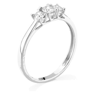 Anel trilogia em ouro branco 9K com diamantes criados 0,35 ct
