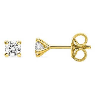 Brincos de pressão em ouro amarelo 18K com diamante 0,16 ct