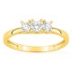 Anel trilogia em ouro amarelo 9K com diamantes criados 0,35 ct