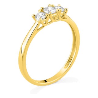 Anillo trilogía de oro amarillo 9K con diamantes creados 0,35 ct