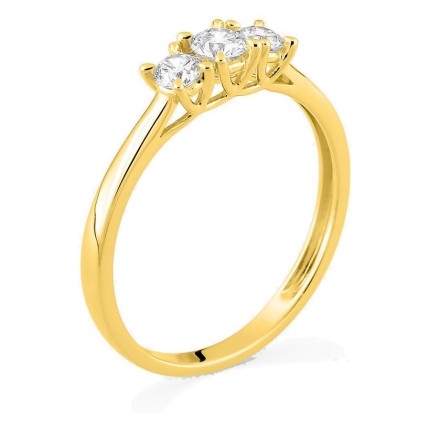 Anillo trilogía de oro amarillo 9K con diamantes creados 0,35 ct