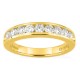 Meia aliança em ouro amarelo 18K com 9 diamantes criados 0,75 ct em cravação carril