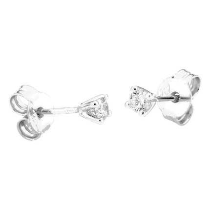 Pendientes de botón de oro blanco 18K con diamante 0,16 ct