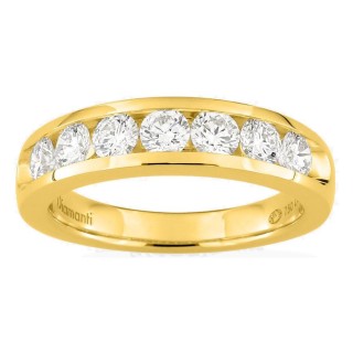 Meia aliança em ouro amarelo 18K com 7 diamantes criados 1,00 ct em cravação carril