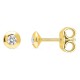 Pendientes de botón de oro amarillo 18K con diamante 0,12 ct en engaste cerrado